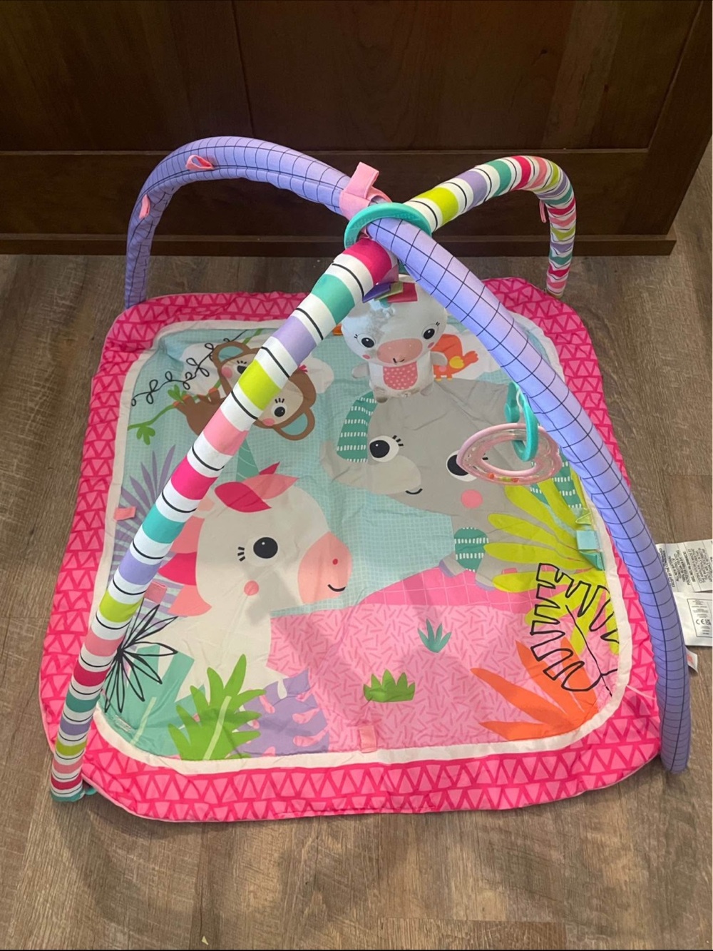 Colorful Pink Jungle Baby Play Gym with Hanging Toys